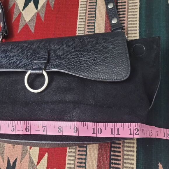 Rebecca Minkoff Medium Keith Satchel Crossbody Bag Black Suede Leather Convertib - Picture 7 of 10